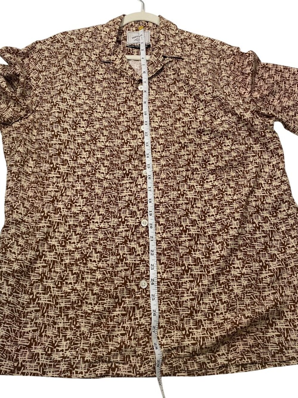 Portuguese Flannel Dodle Brown Geometric Print Short-Sleeve Button-Up Camp shirt - Picture 8 of 8